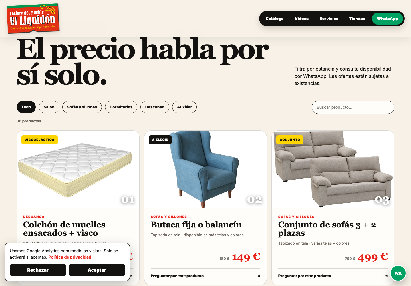 Catálogo actual de El Liquidón con filtros y buscador