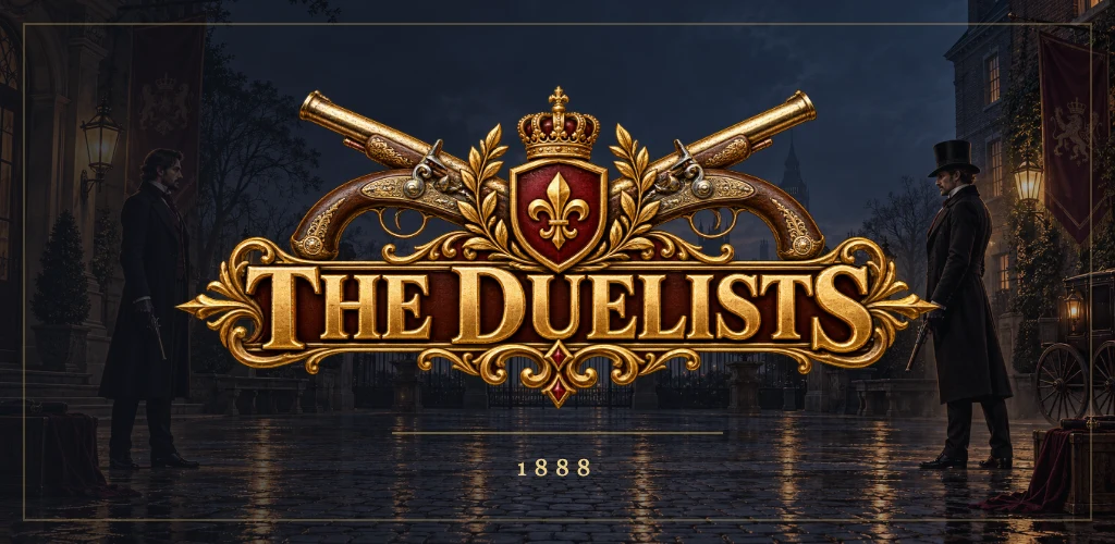 The Duelists: dos duelistas en una calle victoriana bajo un emblema dorado