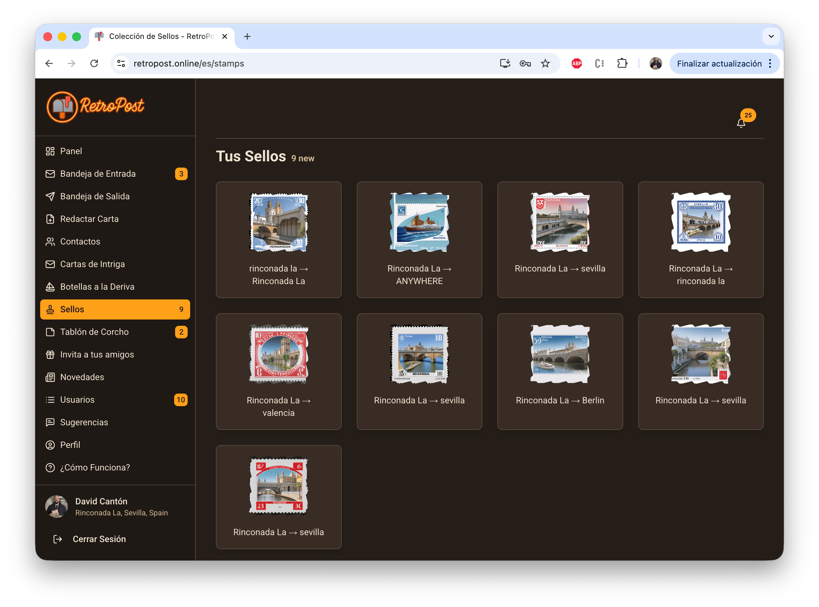 Coleccion de sellos en RetroPost